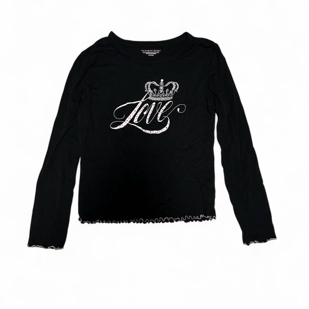 Victoria's Secret Black 'Love' Crown Long Sleeve Top